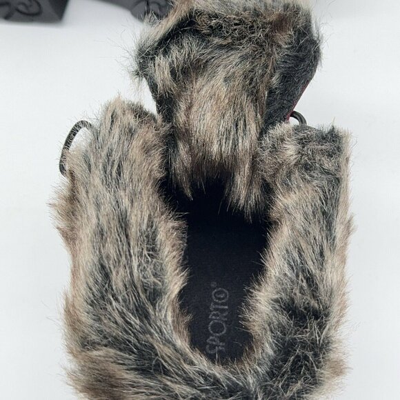 Sporto Holly Suede Boot Bootie Faux Fur Trim Burgundy Lace Up Block Heel 9 wide - Picture 11 of 12